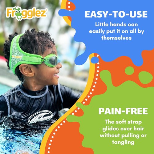 Frogglez Anti-Fog Kids Swimming Goggles - Pain-Free Strap for Ages 3-10 | Comfortable Fit