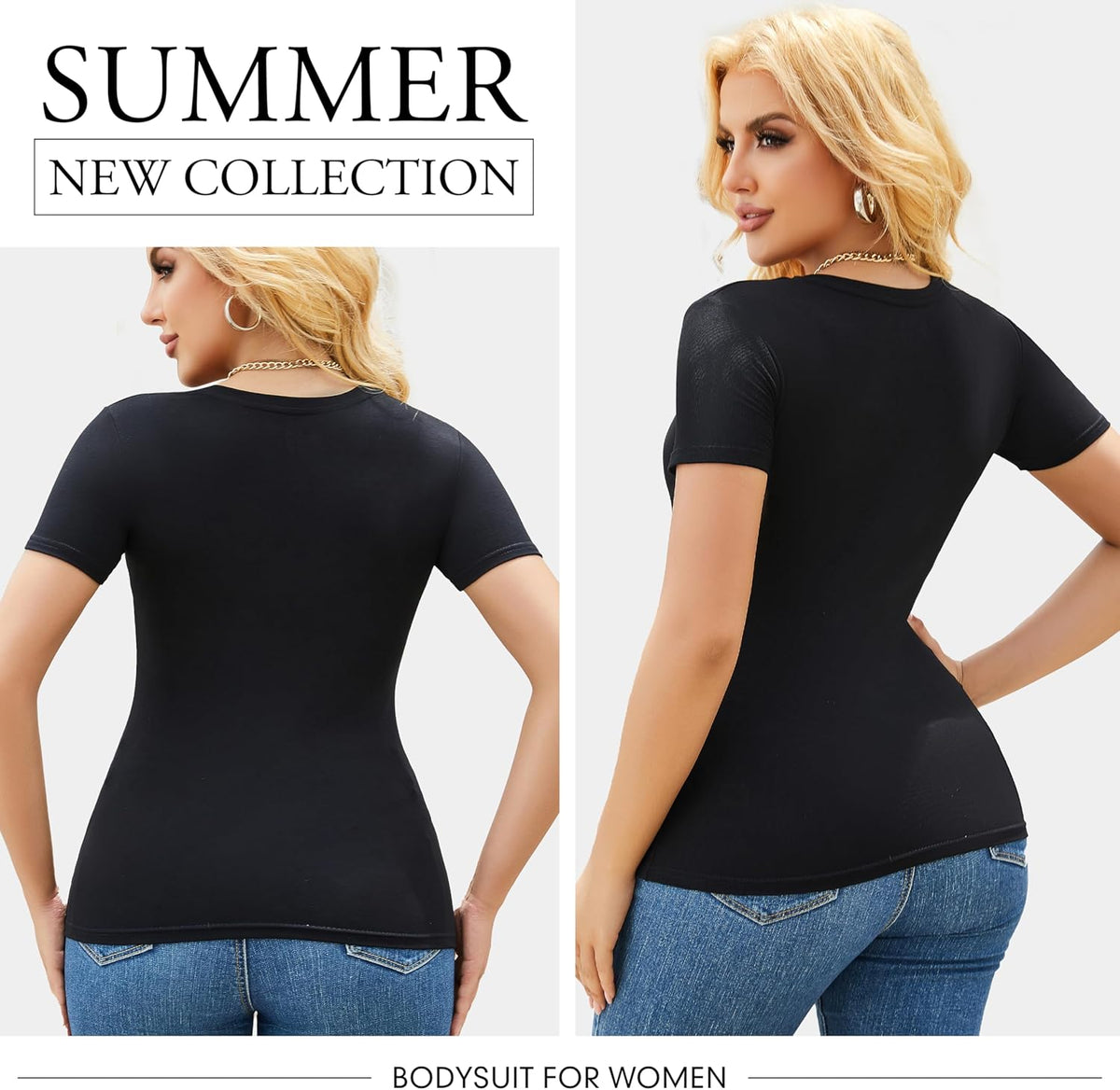 Skiennix Women's V-Neck T-Shirts - 5 Pack Slim Fit Casual Summer Tops | Short Sleeve Fashion Tees