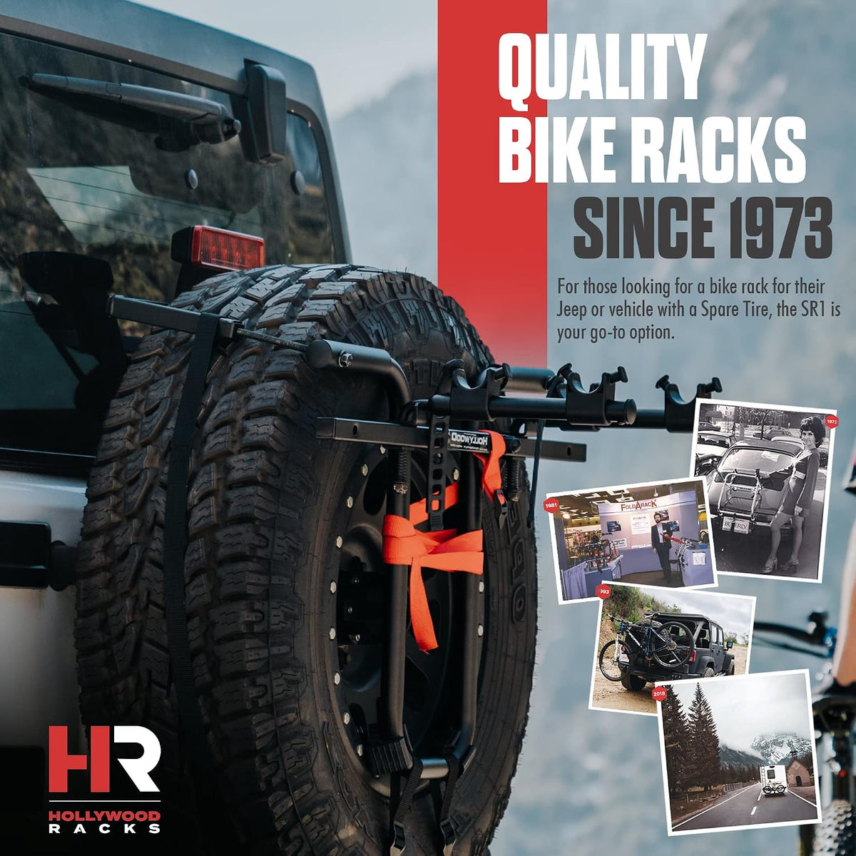 Hollywood Racks SR1 Spare Tire Bike Rack for Car for 2 Bikes, Up to 35 Lbs Each - Adjustable Rear Bike Rack for SUV, Jeep to fit Most Spare Tires - Bicycle Accessories for Adult Bikes