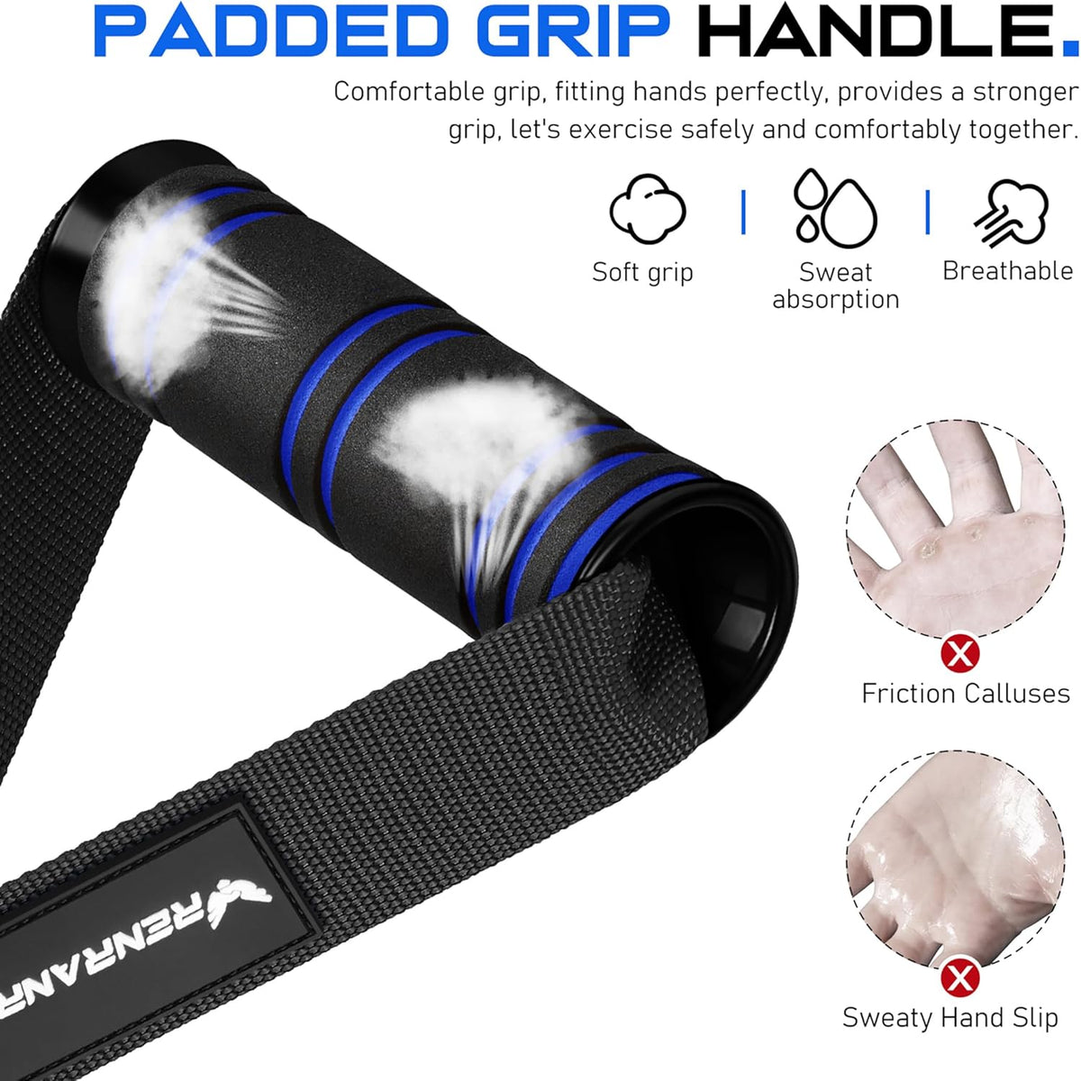 Renranring Gym Exercise Handles - Replacement Attachments for Cable Machines & Resistance Bands | Durable Workout Accessories