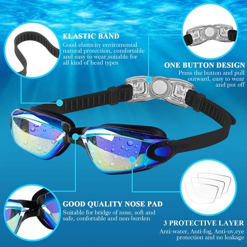 COOLOO Kids Swim Goggles - 2-Pack Adjustable Swimming Goggles for Ages 4-16 | Perfect for Boys & Girls