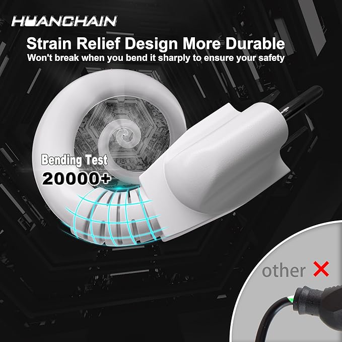 HUANCHAIN Indoor Outdoor White Extension Cord 2-Pack 3 ft Waterproof, 16/3 Gauge Flexible Cold-Resistant Appliance Extension Cord Outside, 13A 1625W 16AWG SJTW, 3 Prong Electric Cable, ETL