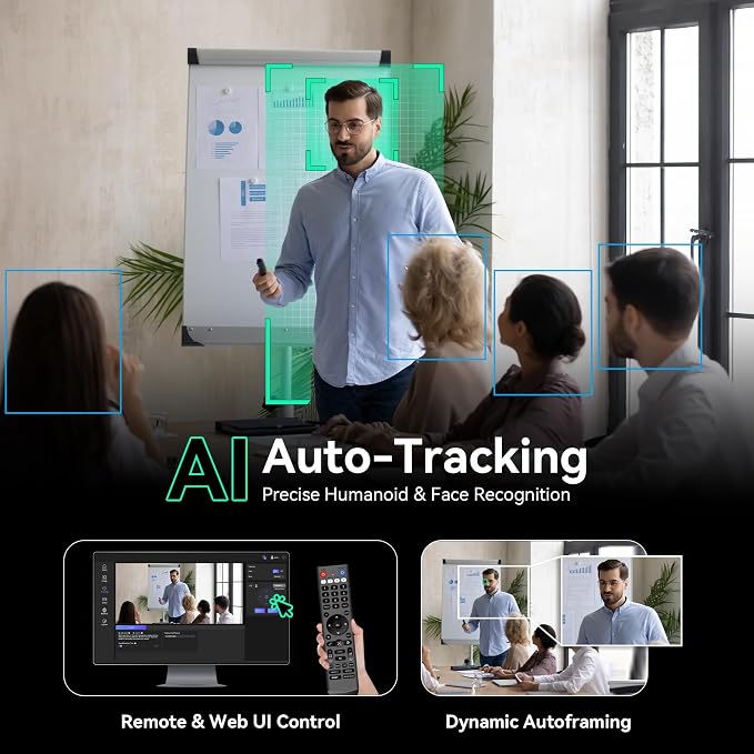 Tenveo 4K NDI PTZ Camera AI Humanoid & Face Auto-Tracking HDMI/USB3.0/LAN 20X