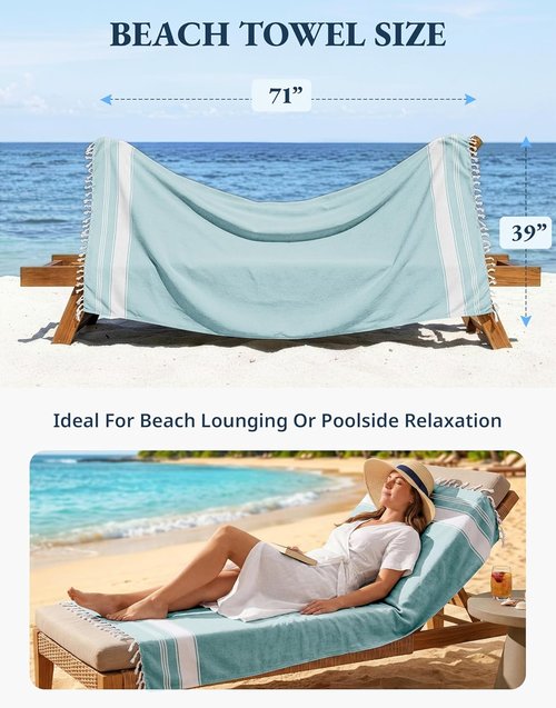 LANE LINEN Oversized Beach Towel - Quick Dry & Sand Free 4 Pack, Extra Large 39"x71", Hunter Green