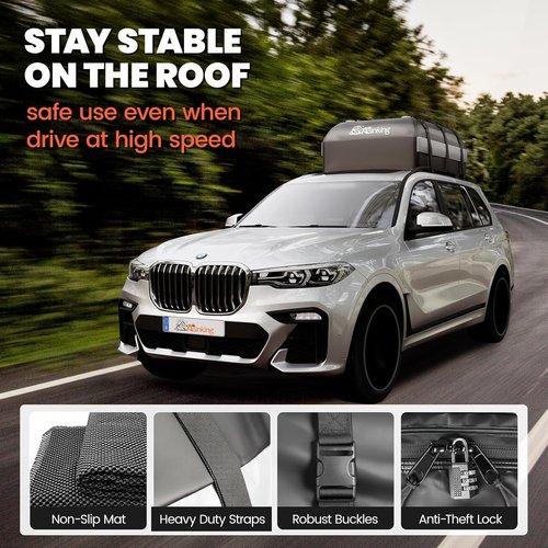 Asinking Car Rooftop Cargo Carrier Bag - 100% Waterproof Heavy-Duty Luggage Carrier | 21 Cubic Feet, Fits All Vehicles