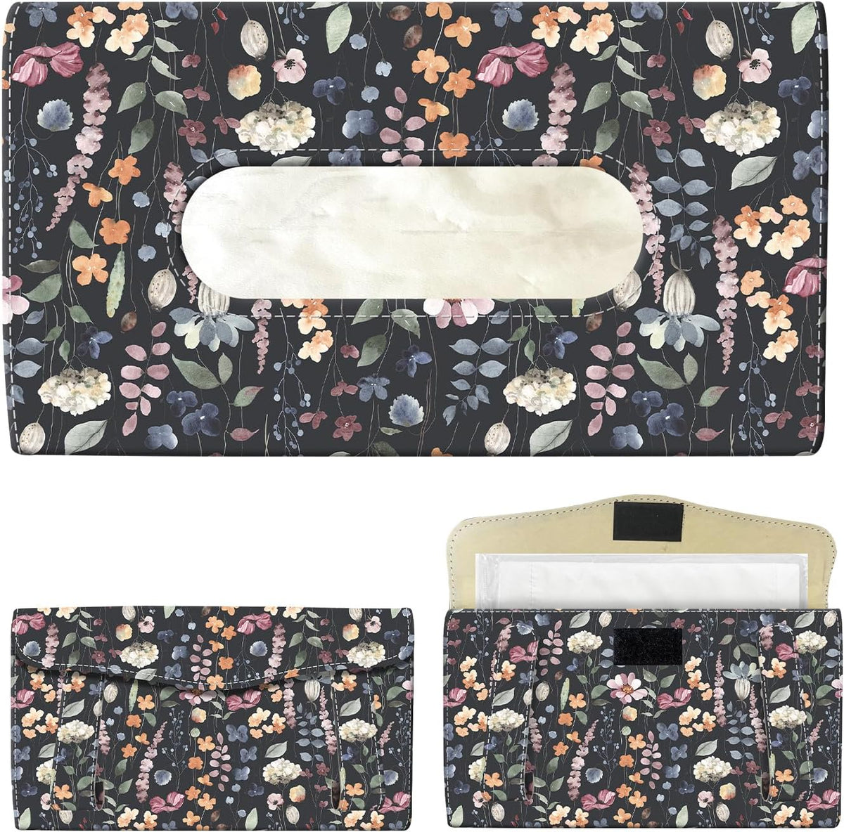 Car Tissue Holder, Cute Sun Visor Napkin Holder Backseat Tissue Case, PU Leather Tissue Box, Funny Car Accessories for Women Men Luxury Brown Leopard