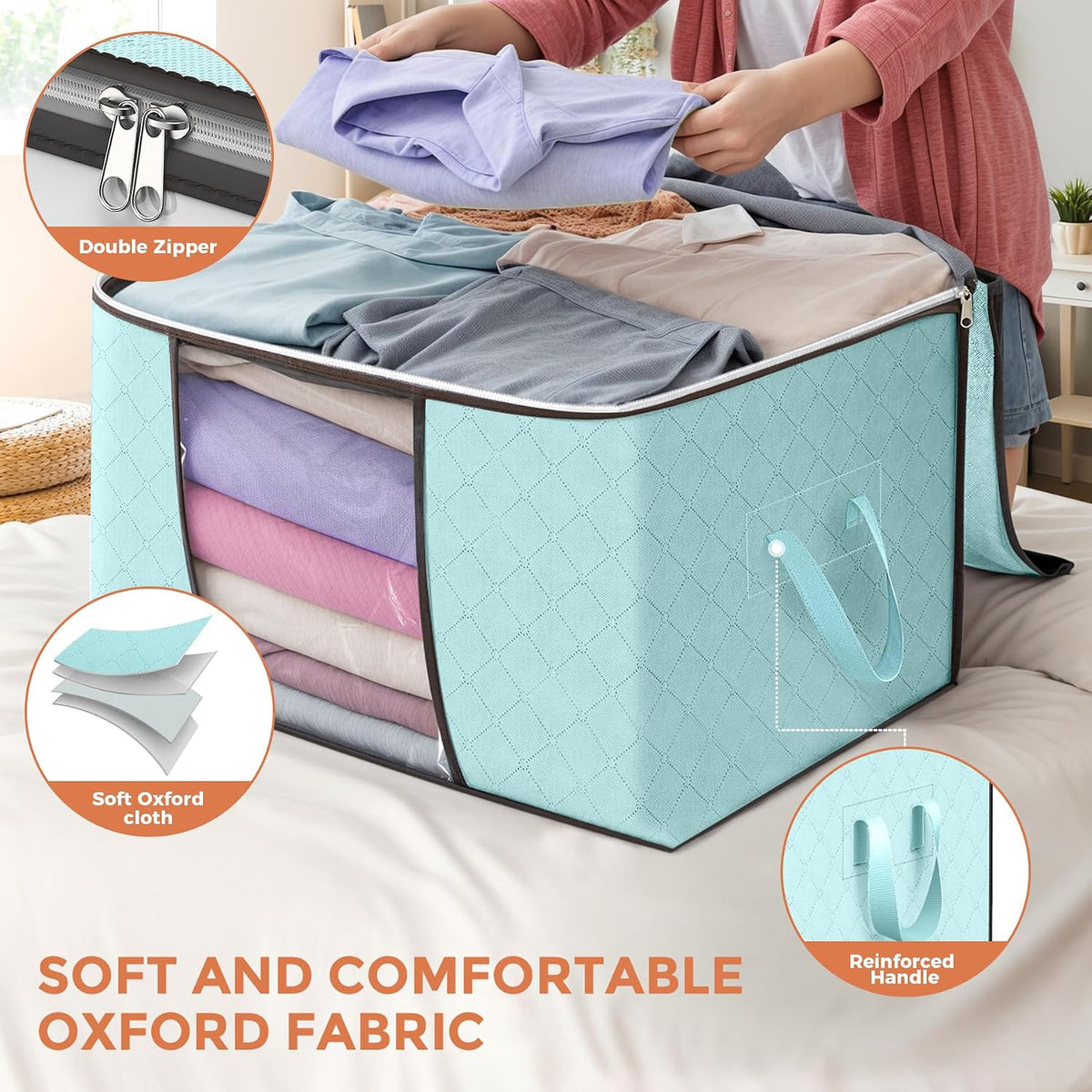90L Large Storage Bags, 6 Pack Clothes Storage Bins Closet Organizers