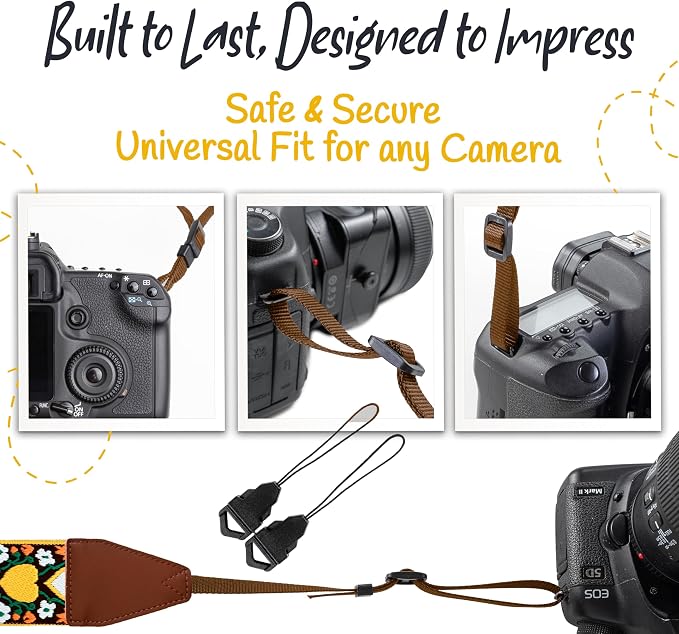 Art Tribute Camera Strap for DSLR Cameras, Woven Webbing Heart Design Shoulder