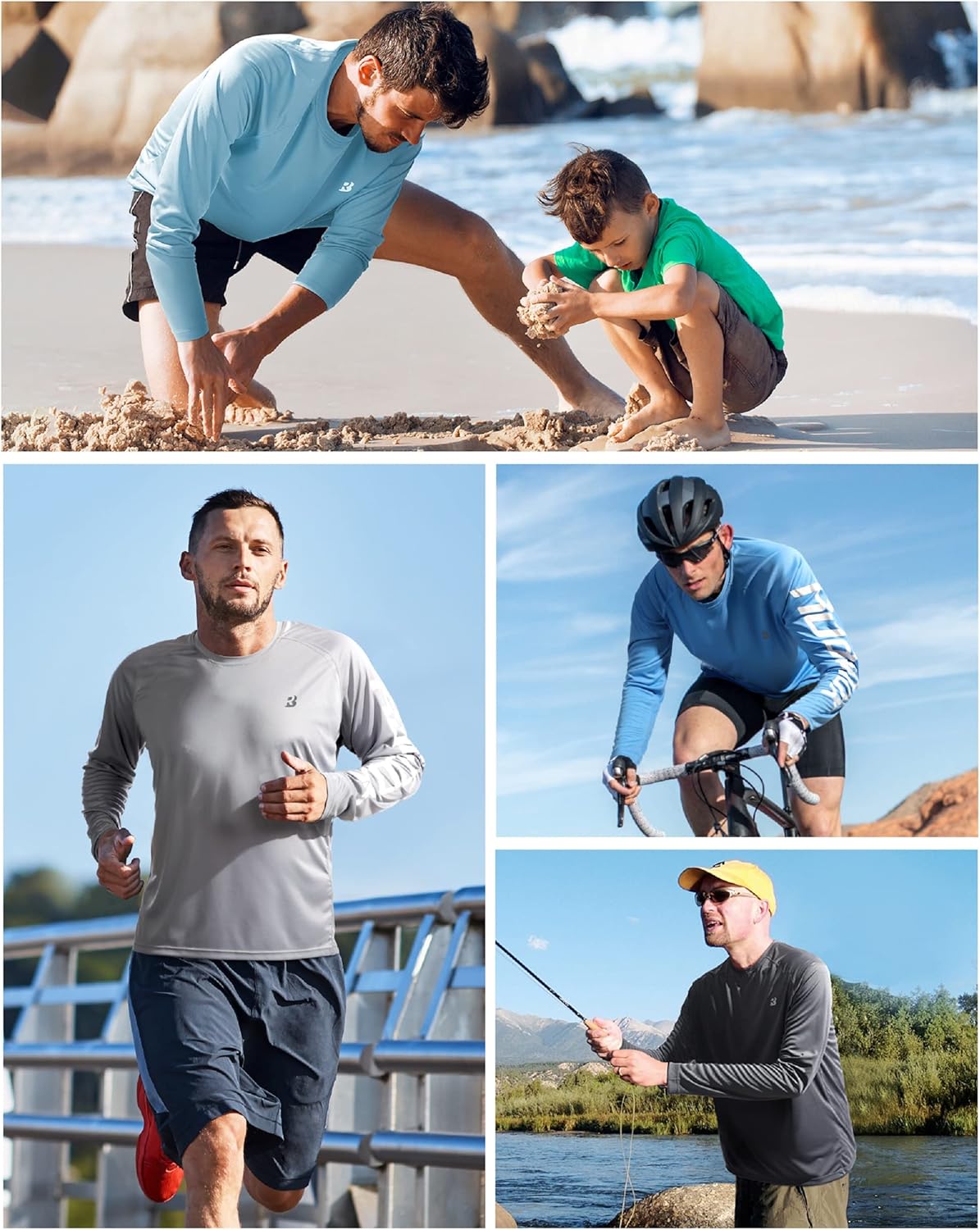 Skiennix Men's UPF 50+ UV Sun Protection Long Sleeve Shirts - 2 Pack for Fishing & Outdoor Activities