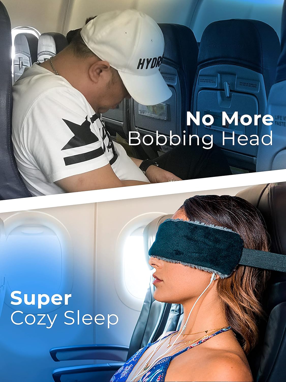 SeatSleeper Travel Pillow Alternative Stops Bobbing | Airplane Head Straps and Car Support Band | Great on Travel Upright | Super Comfy Neck Support | Small & Compact
