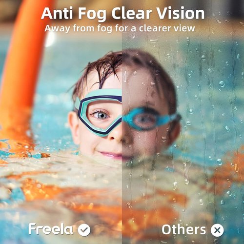 Freela Swim Goggles for Kids | Anti-Fog, No Leak Design for Ages 3-15 | Clear Vision for Pool & Beach