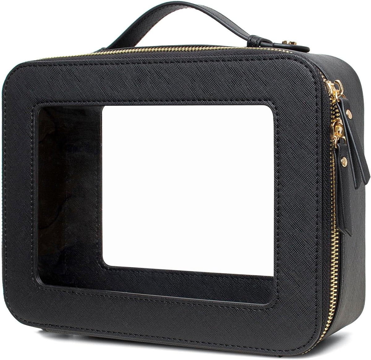 LETGO Clear Mahjong Tiles Bag - TSA Approved Toiletry Bags with Zipper, Makeup Organizer for Carry-on Travel Essentials, Cosmetic Bags for Women & Men (Large Black)