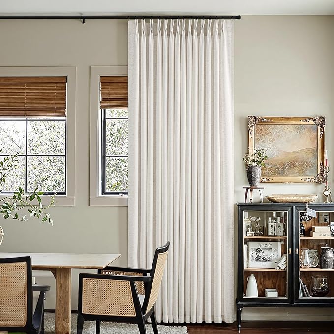 Memory Trained Pinch Pleated Curtains 84 Inches Long, Viral Linen Pinch Pleat