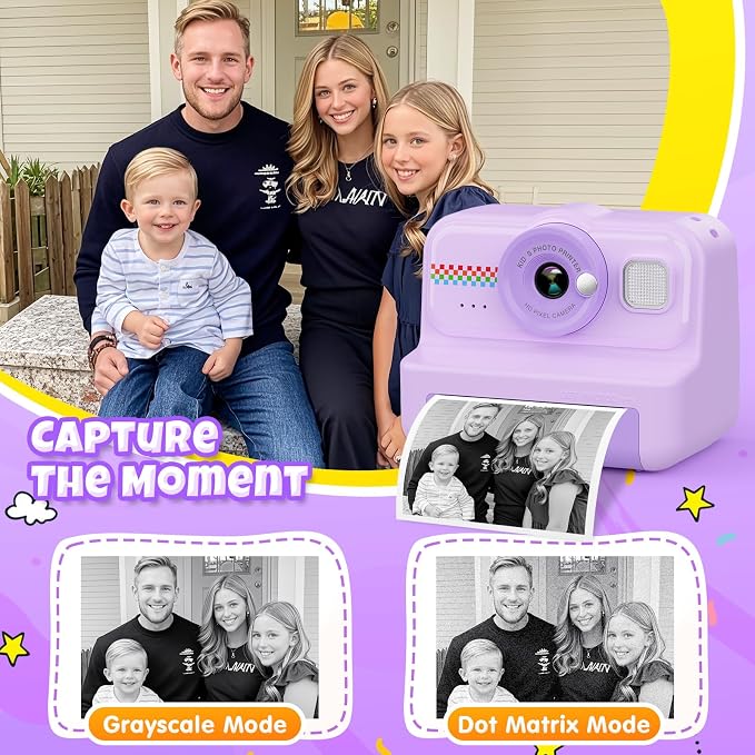 HiMont Kids Camera Instant Print, 1080P HD Instant Print Camera