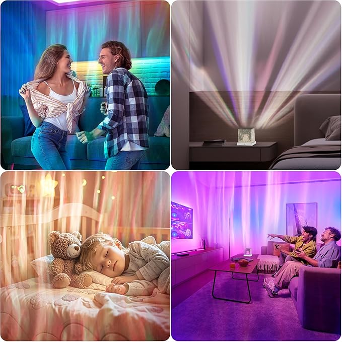 Northern Lights Projector, 1800mAh Rechargeable Aurora Light Projector, 16 Colors Mood Lighting Galaxy Lamp with Remote for Adult Boys Girls Gifts Room Decor