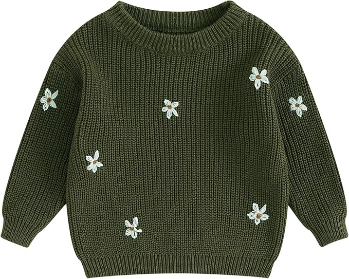 Mubineo Baby Girl Winter Clothes Cute Flower Sweater Crewneck Pullover Long Sleeve Knit Newborn Infant Sweaters