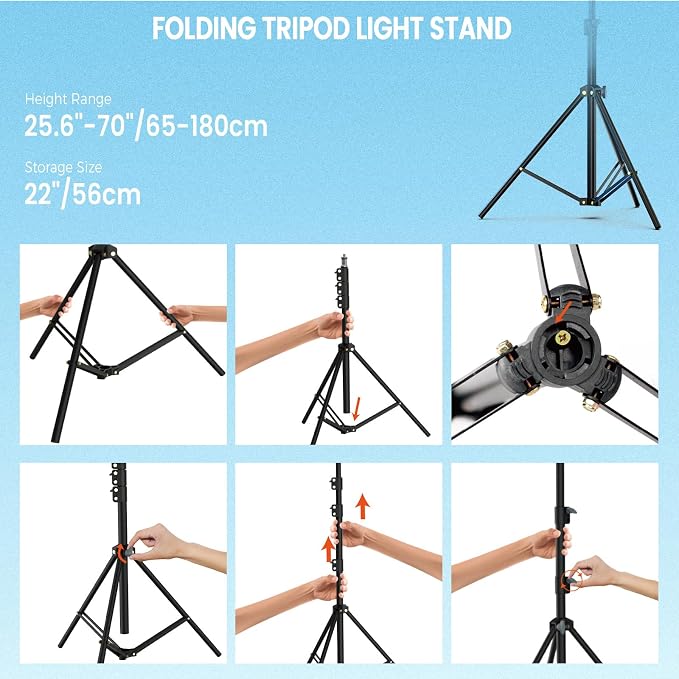 22" Large Ring Light with Stand, Foldable LED Big Ring Light Tripod
