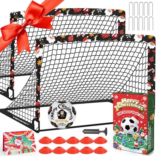 Kids Soccer Goals for Backyard Set - 2 of 4' x 3' Portable Soccer Goal Training Equipment, Pop Up Toddler Soccer Net with Soccer Ball, Soccer Set for Kids and Youth Games, Sports
