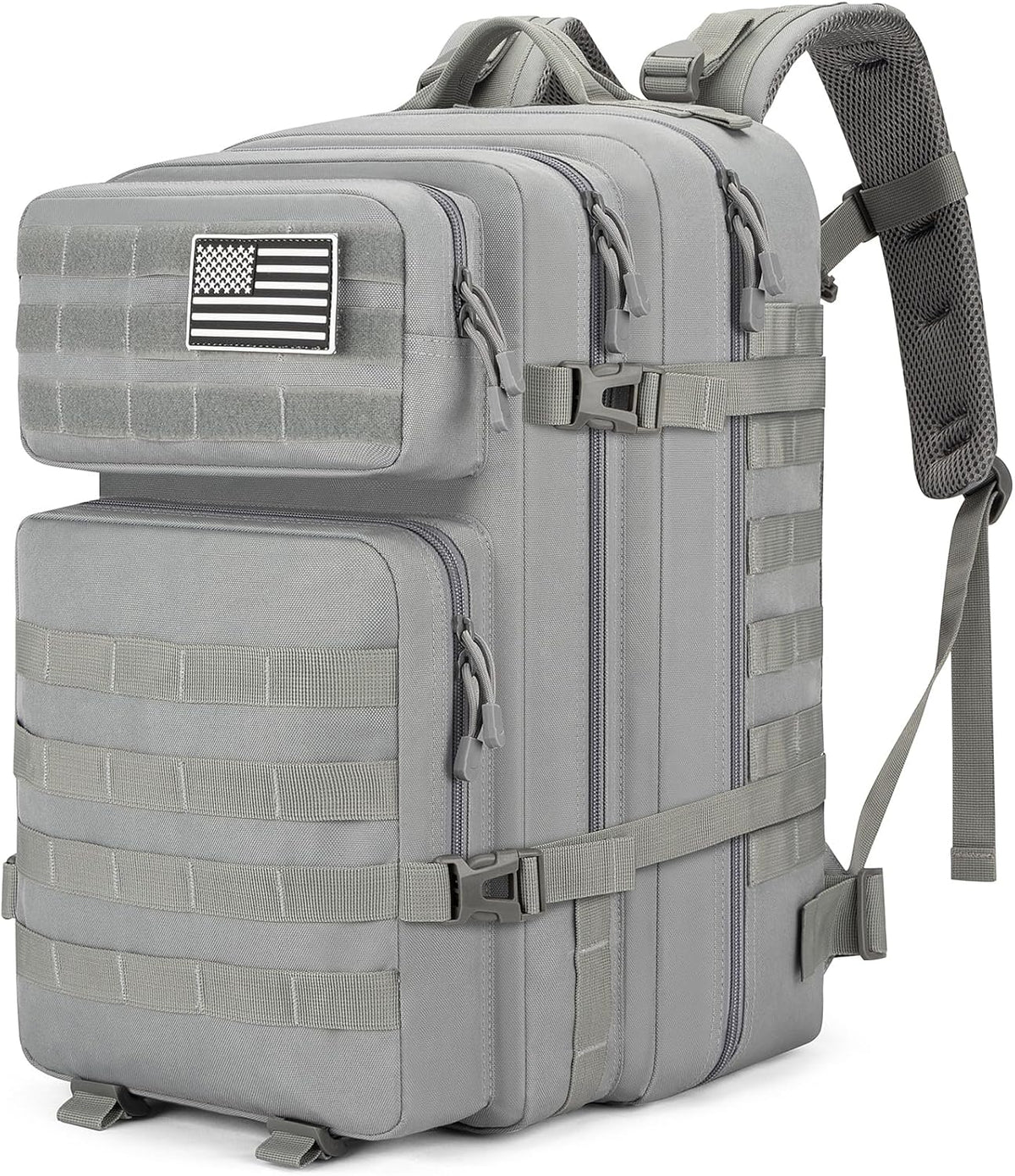 Skiennix Tactical Backpack 45L - Water Resistant MOLLE Rucksack for Hiking, Camping & Travel (Grey)