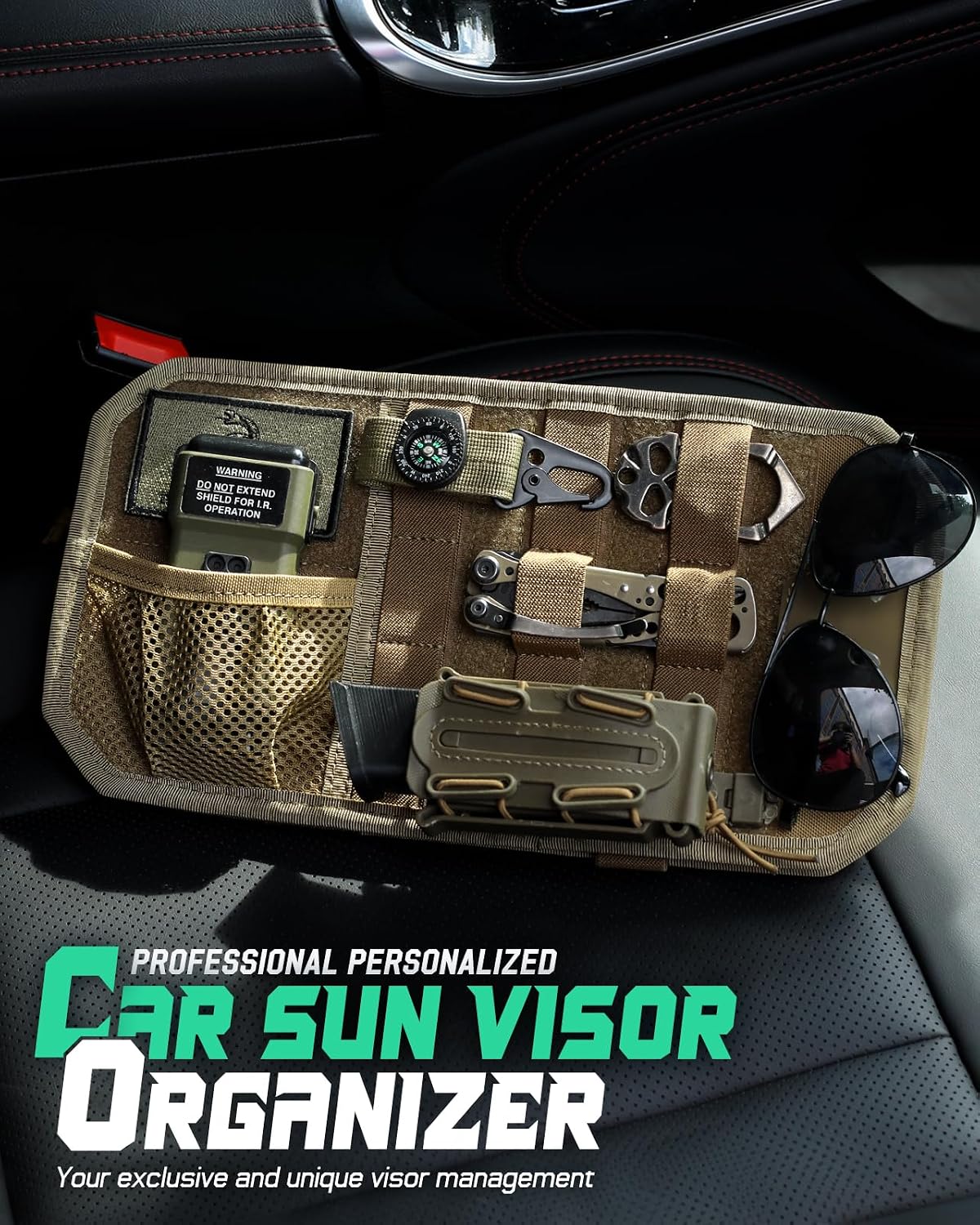 LIVANS Tactical Car Sun Visor Organizer, Fit Cars Trucks SUV Jeeps Patrols