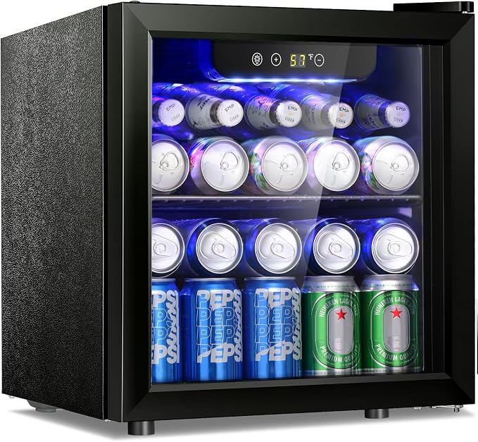 Antarctic Star 12 Bottle/48 Can Beverage Refrigerator, Wine Cooler/Cabinet, Mini Drink Fridge, Clear Front Glass Door Counter Top Red Cellar Beer Soda Bar Quiet Compressor Freestanding 1.3 cu.ft. | 12 Bottle 48 Can capacity, Low Noise Clear Glass Door,...