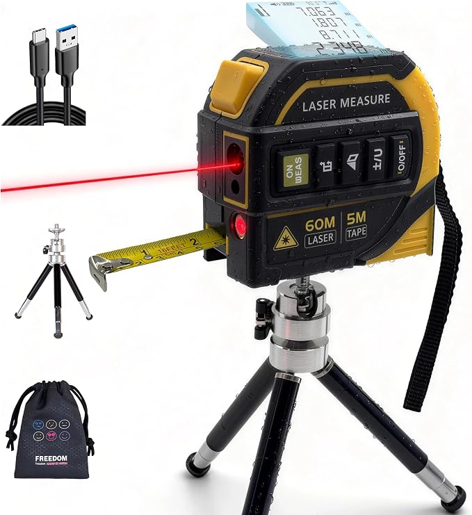 4-in-1 Laser Tape Measure with Level, 16Ft Ruler, 197Ft Laser | Almighty