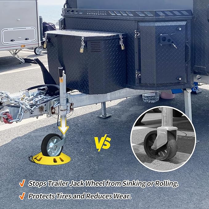 OULEME Trailer Jack Wheel Dock, Tongue Jack Wheel Chock for Trailer Boat Camper RV, Caster Stopper for Single 6'' 8'' and Dual 6'', with Rope Handle