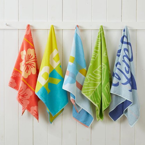 Great Bay Home 100% Cotton Beach Towels - Absorbent 30 x 60" Blue Pool Towels for Adults & Kids - Quick Dry (Surf)