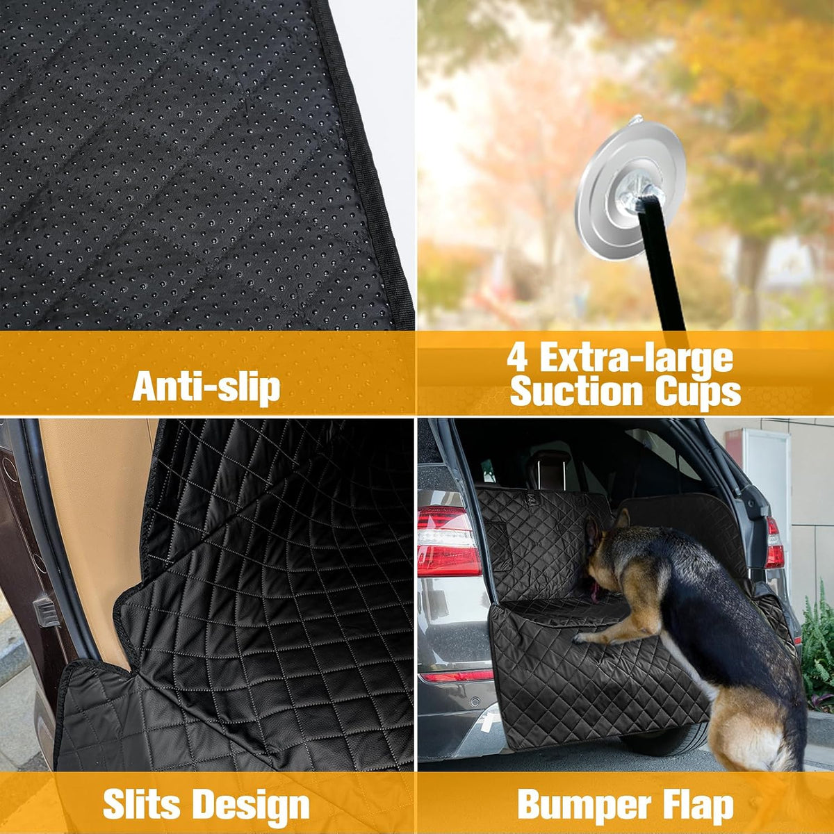 PETICON SUV Cargo Liner for Dogs, PU Leather Trunk Cover with Bumper Flap