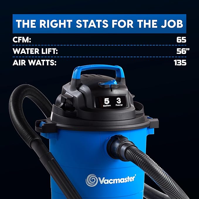 Vacmaster 5-Gallon* 3 Peak HP Wet/Dry Vacuum – VOC507PF 0101