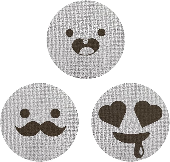 51mm Espresso Puck Screen 3-Pack, Lower Shower Screen, Metal Coffee Reusable Filter for Espresso Portafilter Basket, 1.7 Thickness - 316 Stainless Steel(Cute Face)