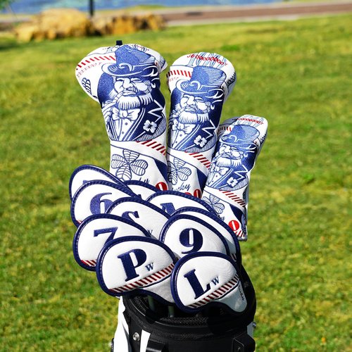 Big Teeth Golf $100 Lucky Bill Iron Headcover, One Hundred Dollar Golf Iron Club Head Cover 10pcs（4-9,Pw,Aw,Sw,Lw）