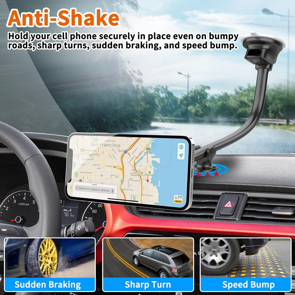 1Zero Magnetic Phone Car Mount 14-Inch Gooseneck Long Arm Extension