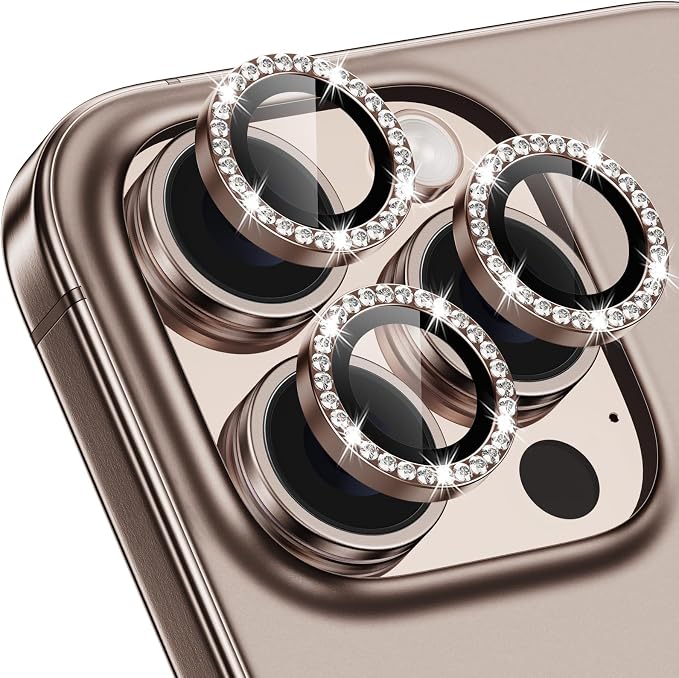 for iPhone 16 Pro/16 Pro Max Camera Lens Protector Bling Individual Metal