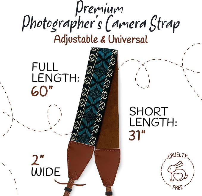 Art Tribute Camera Strap, Vintage Embroidered Neck Shoulder & Crossbody Camera