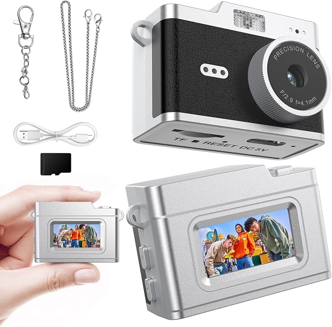 Mini Keychain Camera, Retro 1080P Pocket Camera 32GB Card Ultra-Portable Tiny