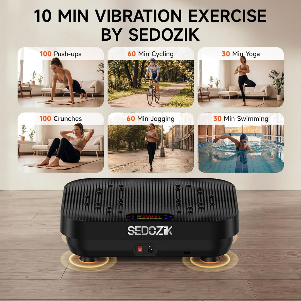 SEDOZIK Vibration Plate - 450lb Capacity Whole Body Shaker for Lymphatic Drainage & Weight Loss | Bluetooth, 120 Speeds