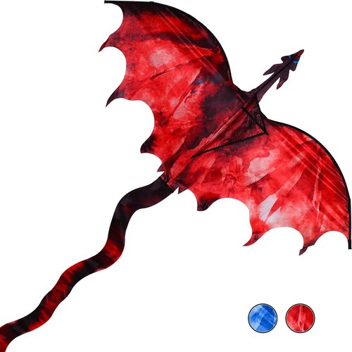 JEKOSEN Fiery Dragon Kite - 54" Easy-to-Fly Design with 160" Tail for Family Outdoor Fun