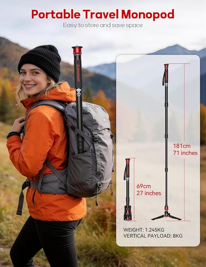 IFOOTAGE Monopod Cobra 3 A180T, Telescopic Video Mono pod Compatible