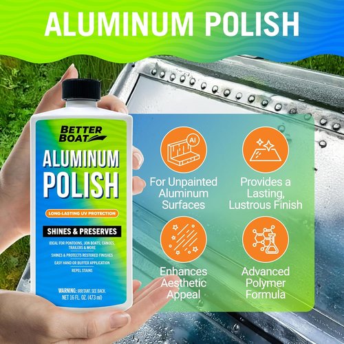 Marine Aluminum Polish - Premium Aluminum Restorer & Brightener for Boats, Pontoons, and Canoes