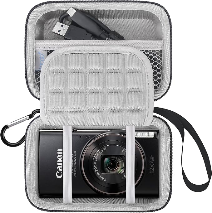 Lacdo Camera Carrying Case for Canon PowerShot ELPH 360/200/185/180/190/350