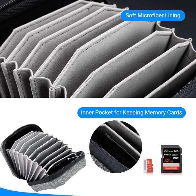 JJC Hard Shell Camera Lens Filter Case Up to 67mm, Water Resistant & Dustproof