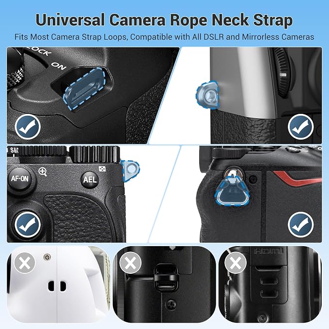 JJC 115cm Braided Rope Camera Strap, Soft Neck Shoulder Strap