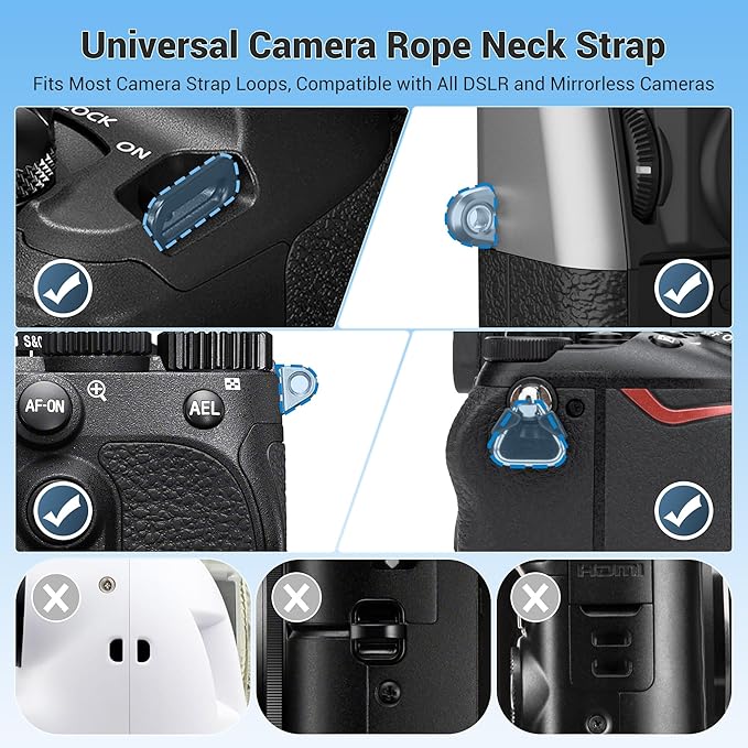 JJC 115cm Braided Rope Camera Strap, Soft Neck Shoulder Strap