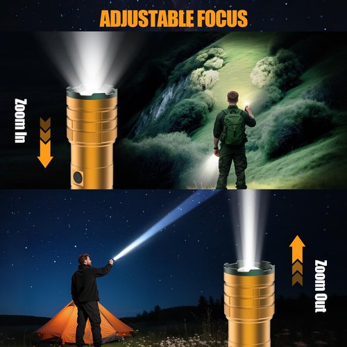 limalnicy Rechargeable Flashlights High Lumens 100,000 Long Lasting, 4 Modes with Side COB Light, Super Bright LED Flashlight USB C Input & Output, Powerful Strong Flash Light for Hiking Camping