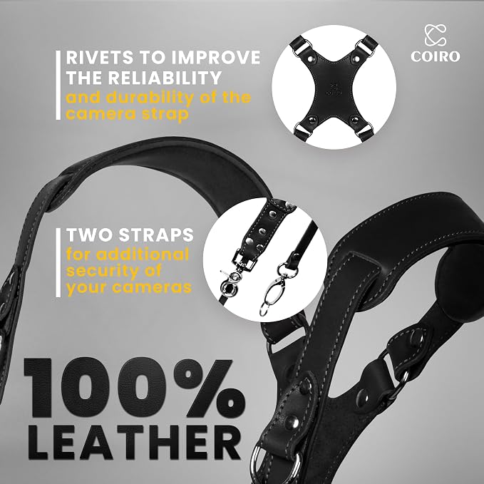 C Coiro Dual Camera Harness Shoulder Leather Camera Strap