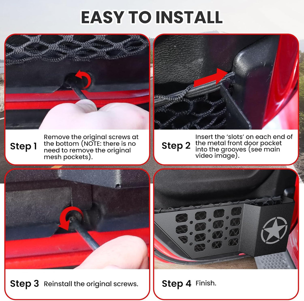 DIAMOOKY Metal Rear Door Pocket Storage for Jeep Wrangler JL JLU 2018-2026