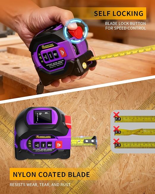 3 in 1 Digital Laser Tape Measure, 197ft/60m Laser Distance Meter, 16ft/5m