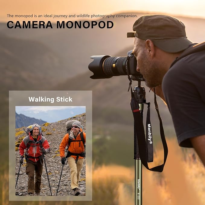 Manbily 65-Inch Camera Monopod, 5 Sections Aluminum Travel Monopod
