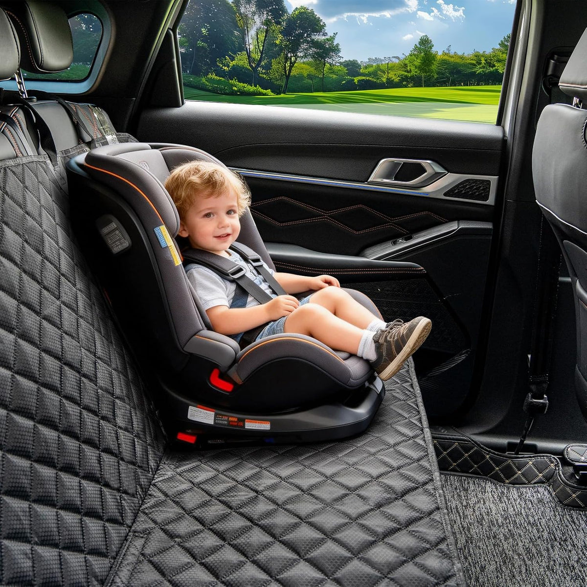 JSTHT Dog Car Seat Covers for Back Seat Waterproof Bench Seat Cover Protector Nonslip Durable Soft Pet Back Seat Covers for Car, Truck, & SUV (Black)